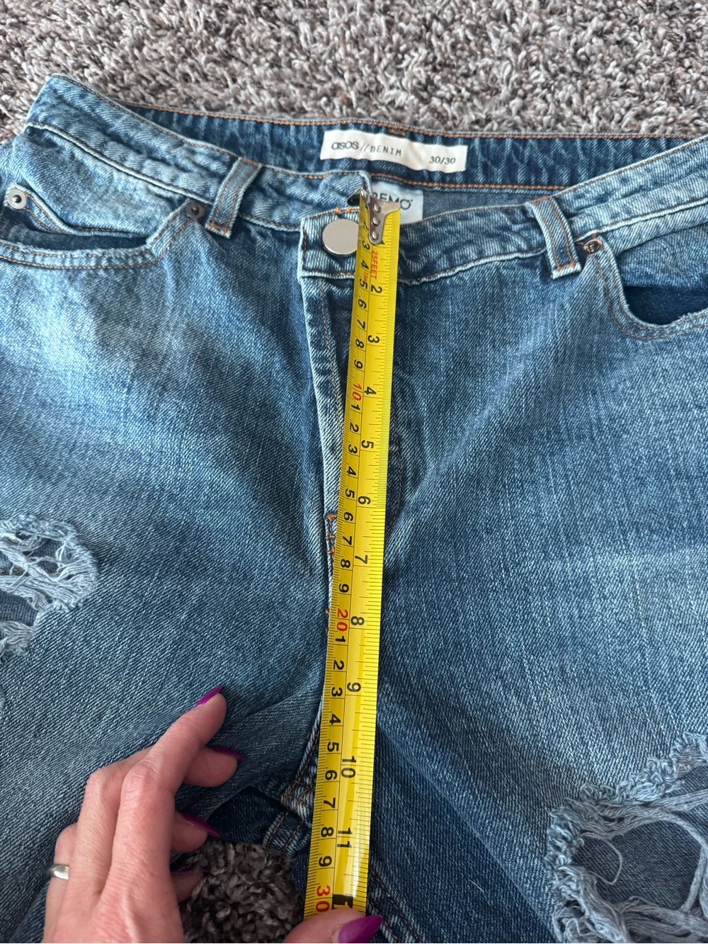 Asos Remo Denim Jeans Distressed Denim Redone Recycled Denim Crossover 30 / 30 - Picture 8 of 9